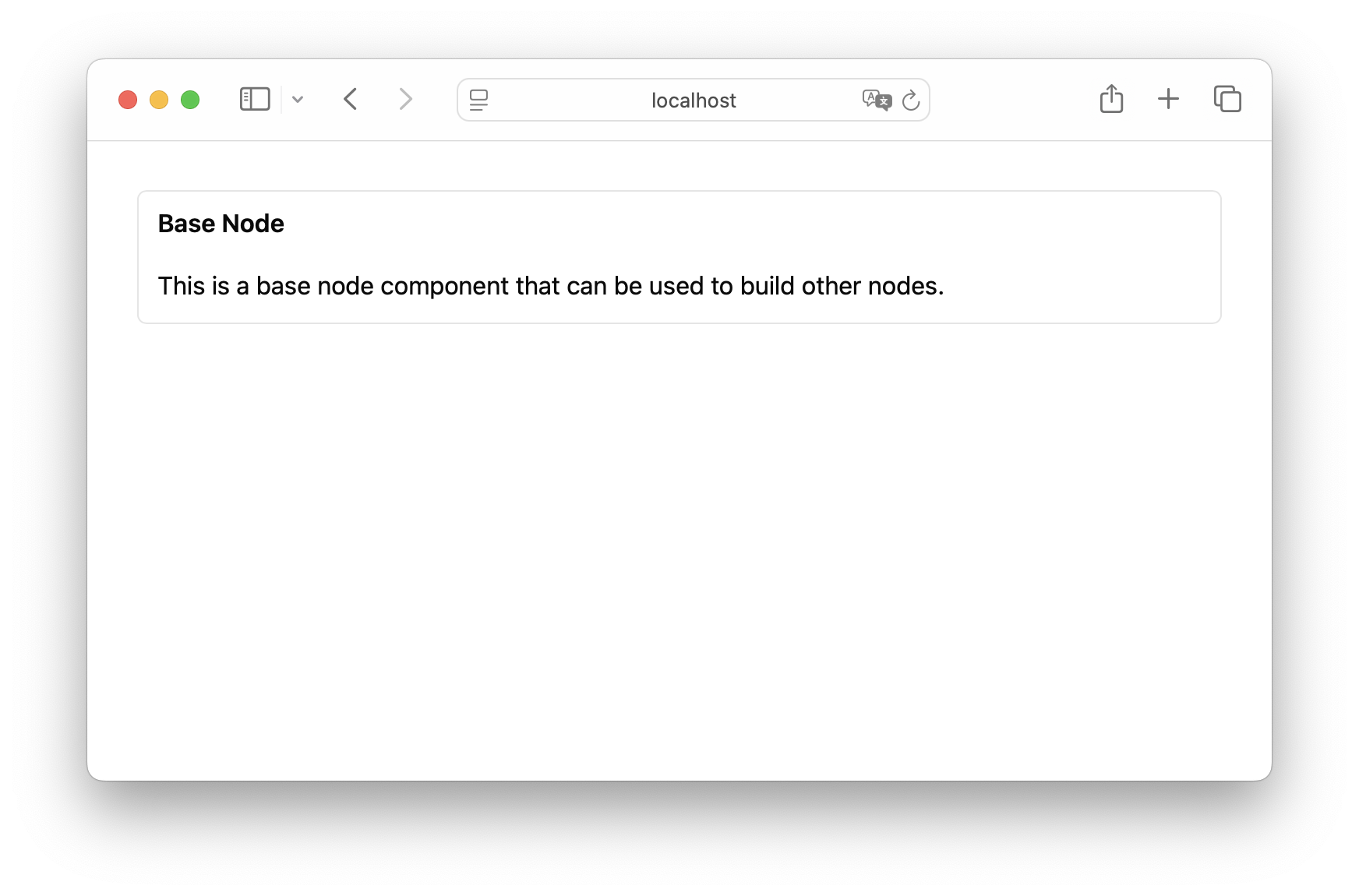 A screenshot of a simple React application. It renders one element, a
rounded container with a blue border and the text 'Hi! 👋' inside.